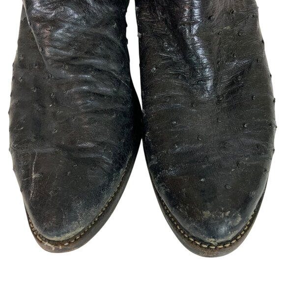 Vintage Justin Mens Full Quill Ostrich Cowboy Boots Size 11.5 E Black Western - Picture 7 of 9